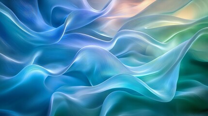 Obraz premium Serene Organic Shapes in Cool Blues and Greens with Soft Ambient Light