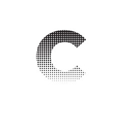 c alphabet halftone dotted effect logo icon vector illustration eps