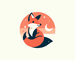 Fototapeta premium Colorful fox logo design icon symbol vector illustration