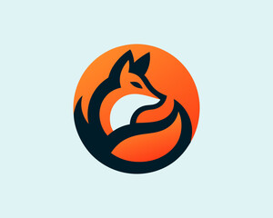 Colorful fox logo design icon symbol vector illustration