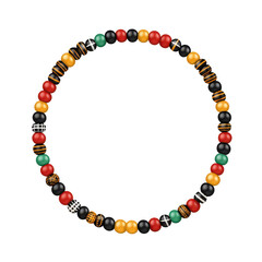 Colorful beaded necklace, white isolate background