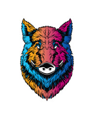 Obraz premium Head of a wild boar. Original vector illustration in vintage style. T-shirt design.