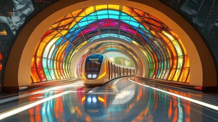 Obraz premium Vibrant Tunnel of Color and Light