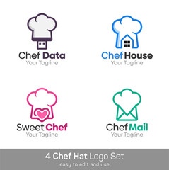 Chef Hat Shape Logo Template Set. Good for Business, Agency, Community and Organization