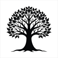 Obraz premium Set of plant and green black trees with its silhouette