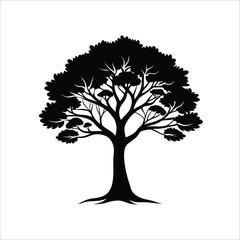 Obraz premium Set of plant and green black trees with its silhouette