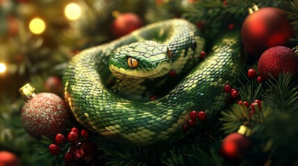 Fototapeta premium The symbol of 2025 is a New Year's snake