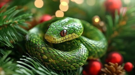 Fototapeta premium The symbol of 2025 is a New Year's snake