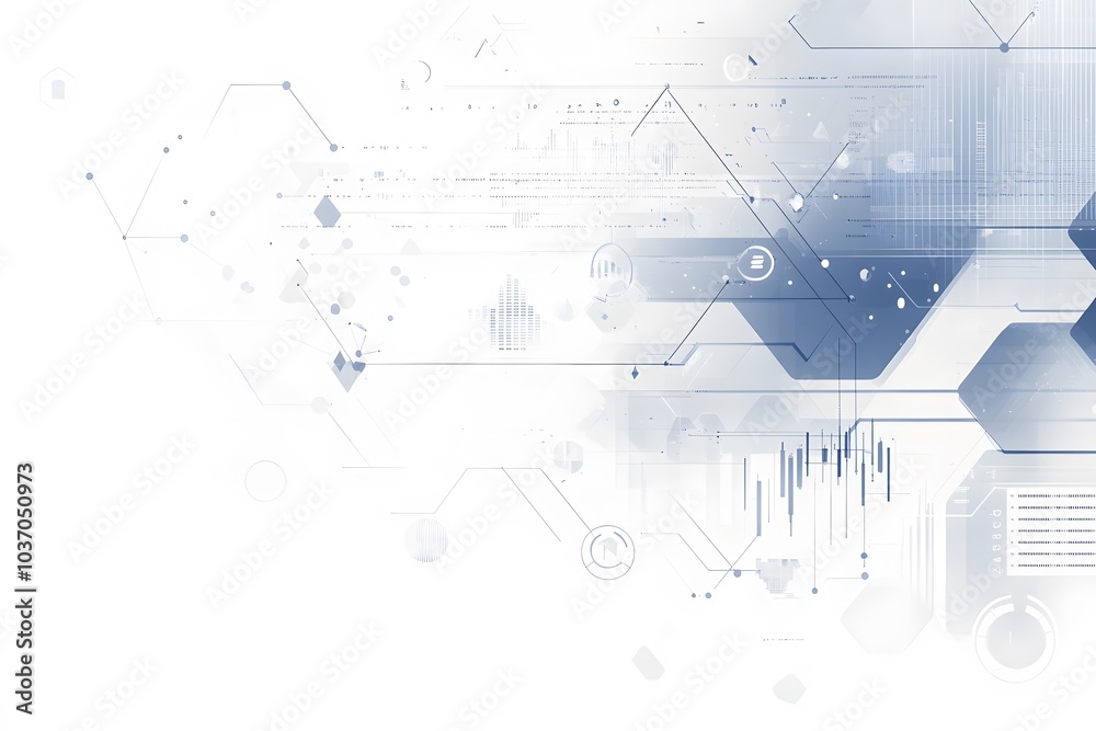 Wall mural abstract technology background with geometric shapes and lines