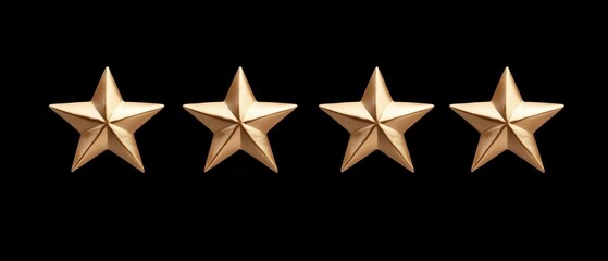 Obraz premium Four Gold Stars on a Black Background, Representing Excellence and Achievement
