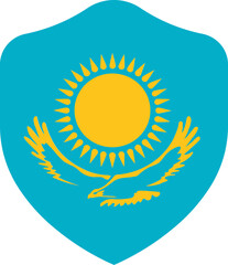 Kazakhstan Flag on Shield Shape