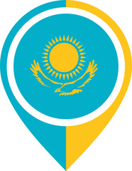 Map Icon Inside Kazakhstan Flag
