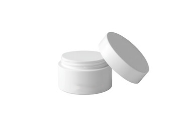White cream jar with lid on a white isolated background.