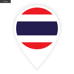 Thailand marker icon with white border on white background. Thailand pin icon isolated on white background	