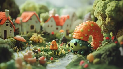 A whimsical scene where augmented reality creatures play with real-world objects