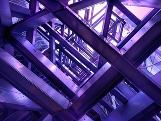 Obraz premium Purple Steel Beams: A Geometric Architectural Masterpiece