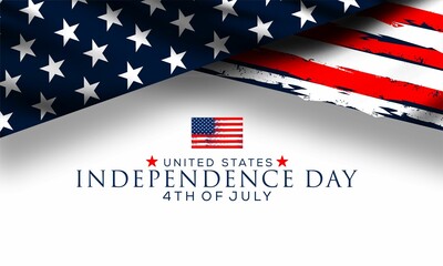 Happy Fourth of july Vector illustration. American Independence Day greeting card, banner, poster with United States flag, stars and stripes.