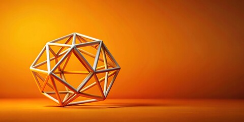 Abstract geometric shape on orange background macro