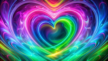 A Vibrant Abstract Heart Formed by Intertwining Waves of Color