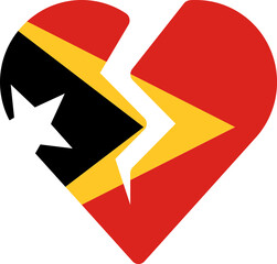 Timor-Leste Flag On Broken Heart Icon