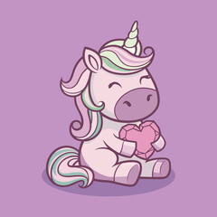 Adorable Rainbow Unicorn Character