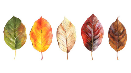 Leaves on White Background.