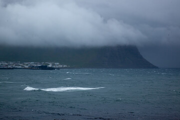 Iceland with mountains and clouds