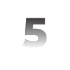5 number halftone dotted effect logo icon vector illustration eps