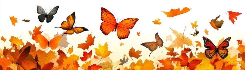 flying beautiful butterflies hovering in the air.