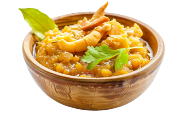 Sweet Chana Dal Halwa with Ghee and Nuts Isolated on Transparent Background