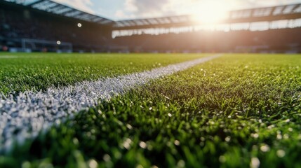 Close-up of a Football Field with a White Line