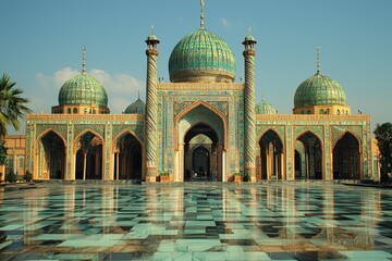 Naklejka premium Beautiful mosque as a place of worship for Muslims created with Generative AI
