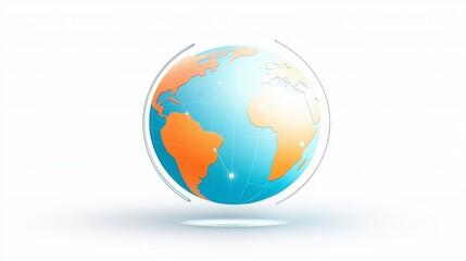 Fototapeta premium Flat Globe Icon with Orange and Blue Design