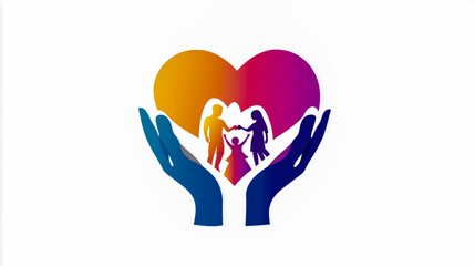 Logo of hands holding a heart with a family inside.