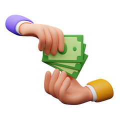 Transaction hand gesture 3d illustration