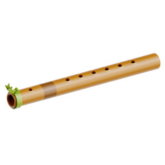 Naklejka premium Handcrafted Bamboo Flute with Leaf Decoration