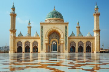 Fototapeta premium Beautiful mosque as a place of worship for Muslims created with Generative AI