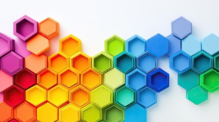 Colorful Hexagonal Shapes on White Background