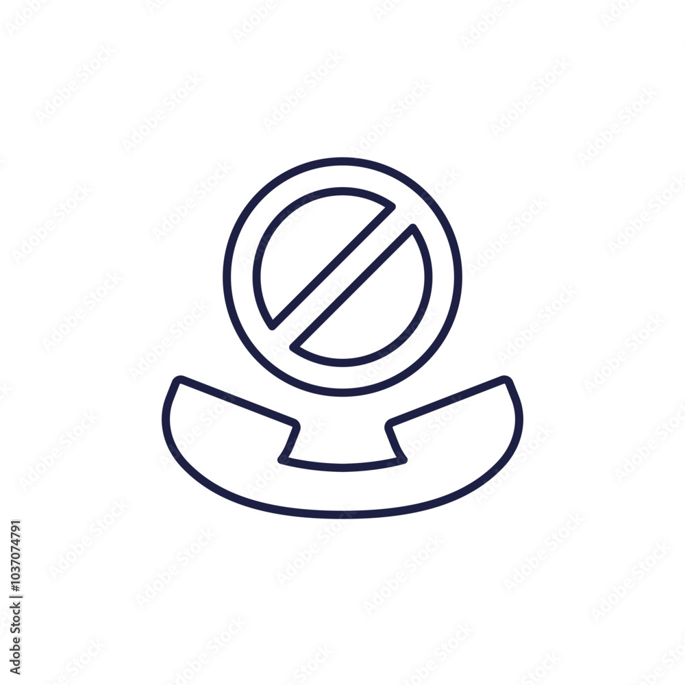 Sticker blocked phone call icon, line pictogram