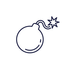 Bomb icon on white, line vector design
