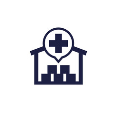 Obraz premium humanitarian aid icon with warehouse