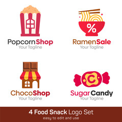 Food Spoon and Fork Shape Logo Template Set. Good for Business, Agency, Community and Organization