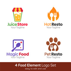 Food Spoon and Fork Shape Logo Template Set. Good for Business, Agency, Community and Organization