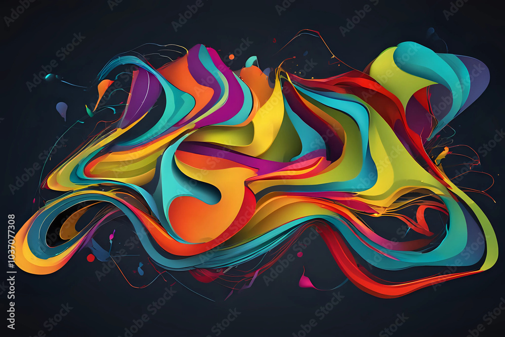 Wall mural abstract bright colorful wallpaper. decorative color swirl for tech design - generative ai