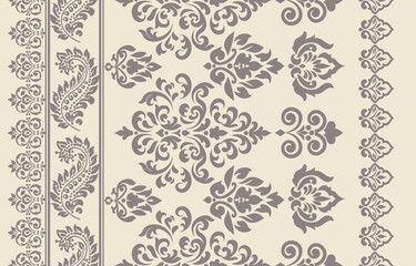 Abstract Paisley Traditional Scribble Style Hand Drawn Ikat Seamless Vector Pattern Trendy Fashion Colors Perfect for Allover Fabric Print or Wall Paper Damask Ethnic Concept Bright Orange White Tones