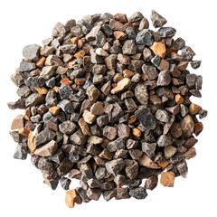 Pile of assorted gravel stones on a white isolate background.