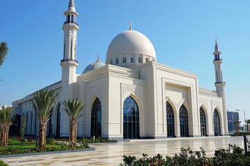 Fototapeta premium Beautiful mosque as a place of worship for Muslims created with Generative AI