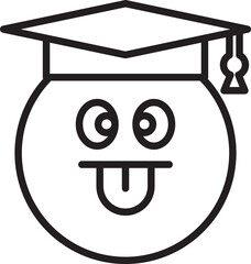 Cheeky Student Emoticon Line Art