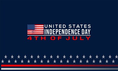 Happy Fourth of july Vector illustration. American Independence Day greeting card, banner, poster with United States flag, stars and stripes.