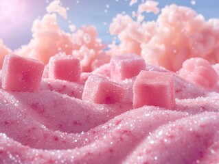 Fototapeta premium Pink Sugar Cubes in a Sparkling Dream